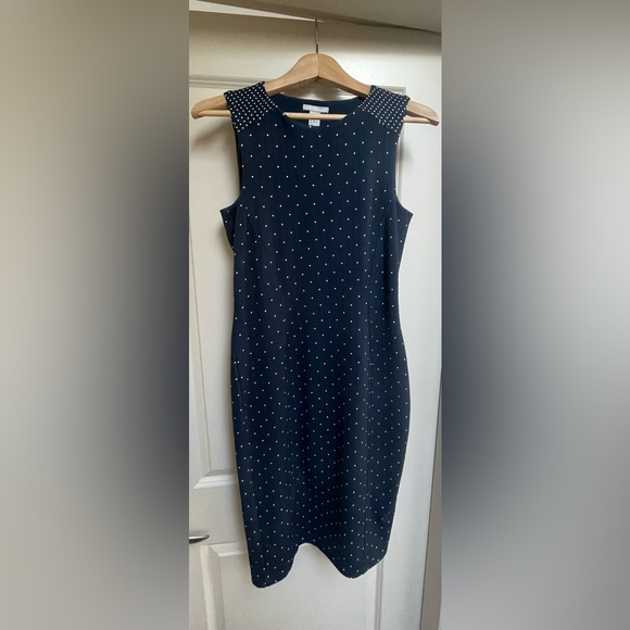 NWT - H&M Dress Size M (size 6-8) in Navy Blue White Polka Dot - Picture 1 of 5